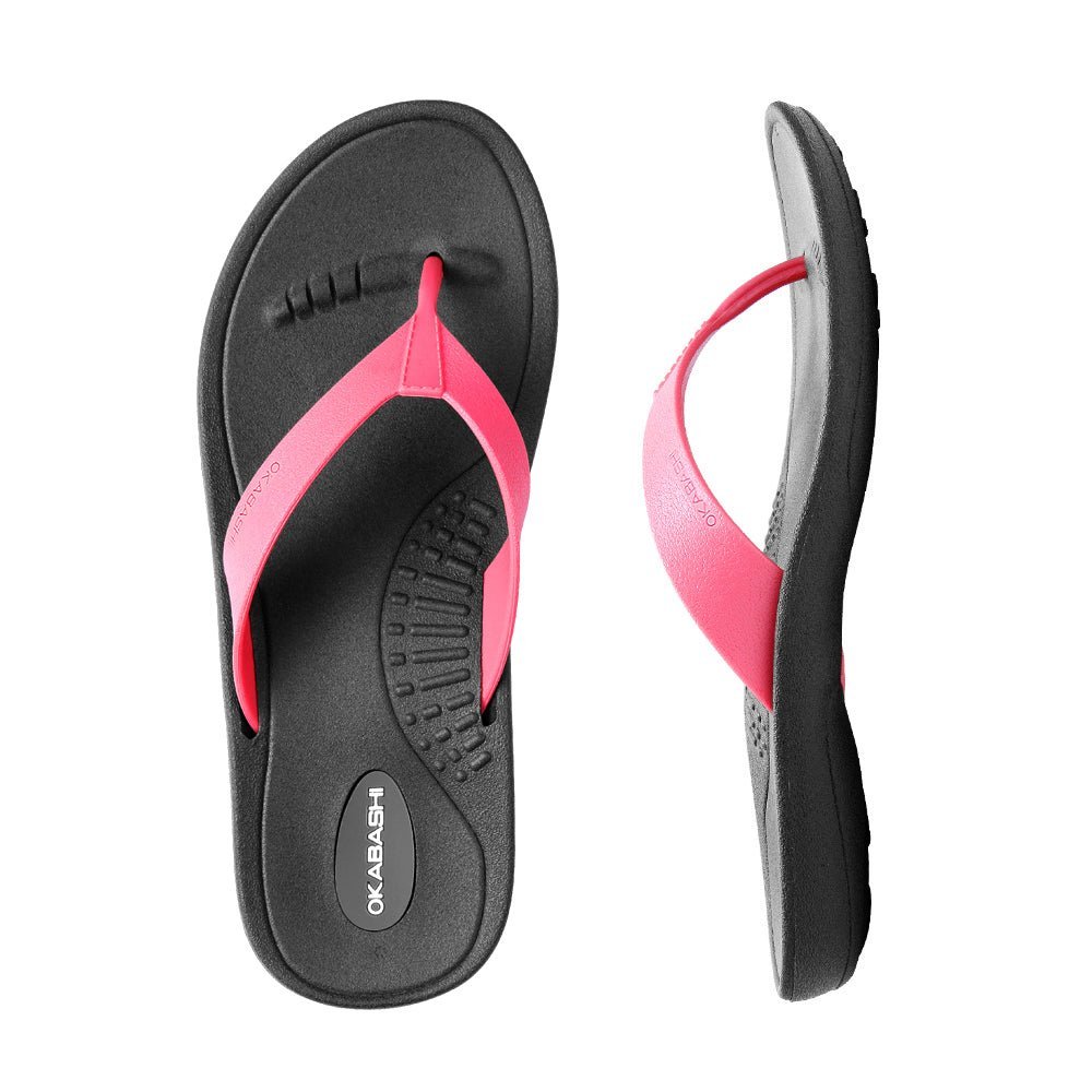 Breeze Women's Flip Flops - Sale - Black/Hot Pink - Okabashi