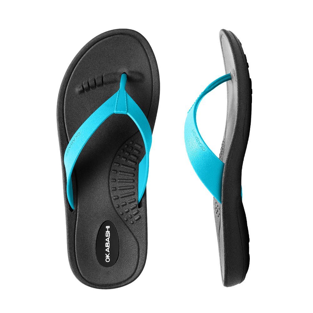 Breeze Women's Flip Flops - Black/Turquoise - Okabashi