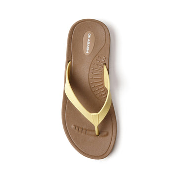  OKABASHI Women's Baha Flip Flop (Toffee/Black, L), Contoured  Footbed w/Arch Support for All-Day Comfort, Slip-Resistant & Waterproof